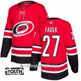 Barn Ishockey Carolina Hurricanes Tröja Justin Faulk 27 Adidas 2017-2018 Röd Authentic